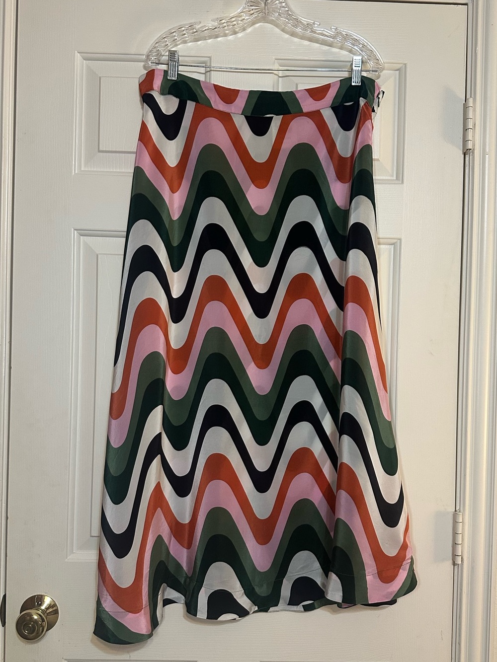 Farm Rio Wave Gradient Midi Skirt XL Colorful Abstract Resort Boho - Picture 2 of 12